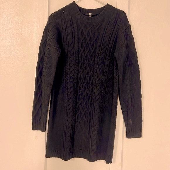 Uniqlo | Dresses | Uniqlo Navy Blue Cable Knit Dress Sweater | Poshmark